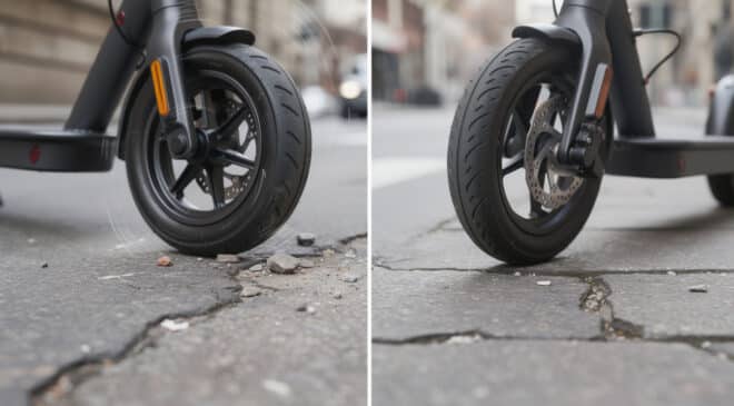 découvrez les différences entre pneu plein et pneu gonflable sur trottinette et leur impact réel sur le confort de conduite et la durabilité des pneus.